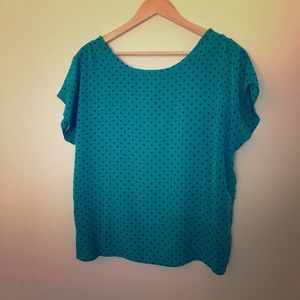 Urban Outfitters Teal Polka Dot Blouse
